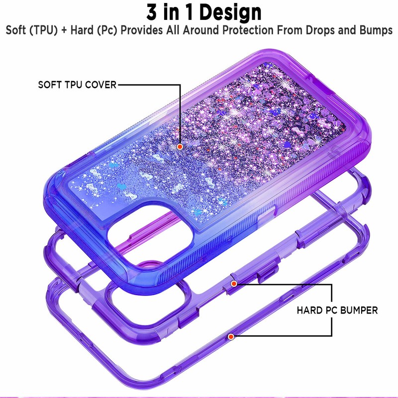 Liquid Glitter Shockproof Defender Case For iPhone 16 15 14 13 12 11 Pro Max XR gallery