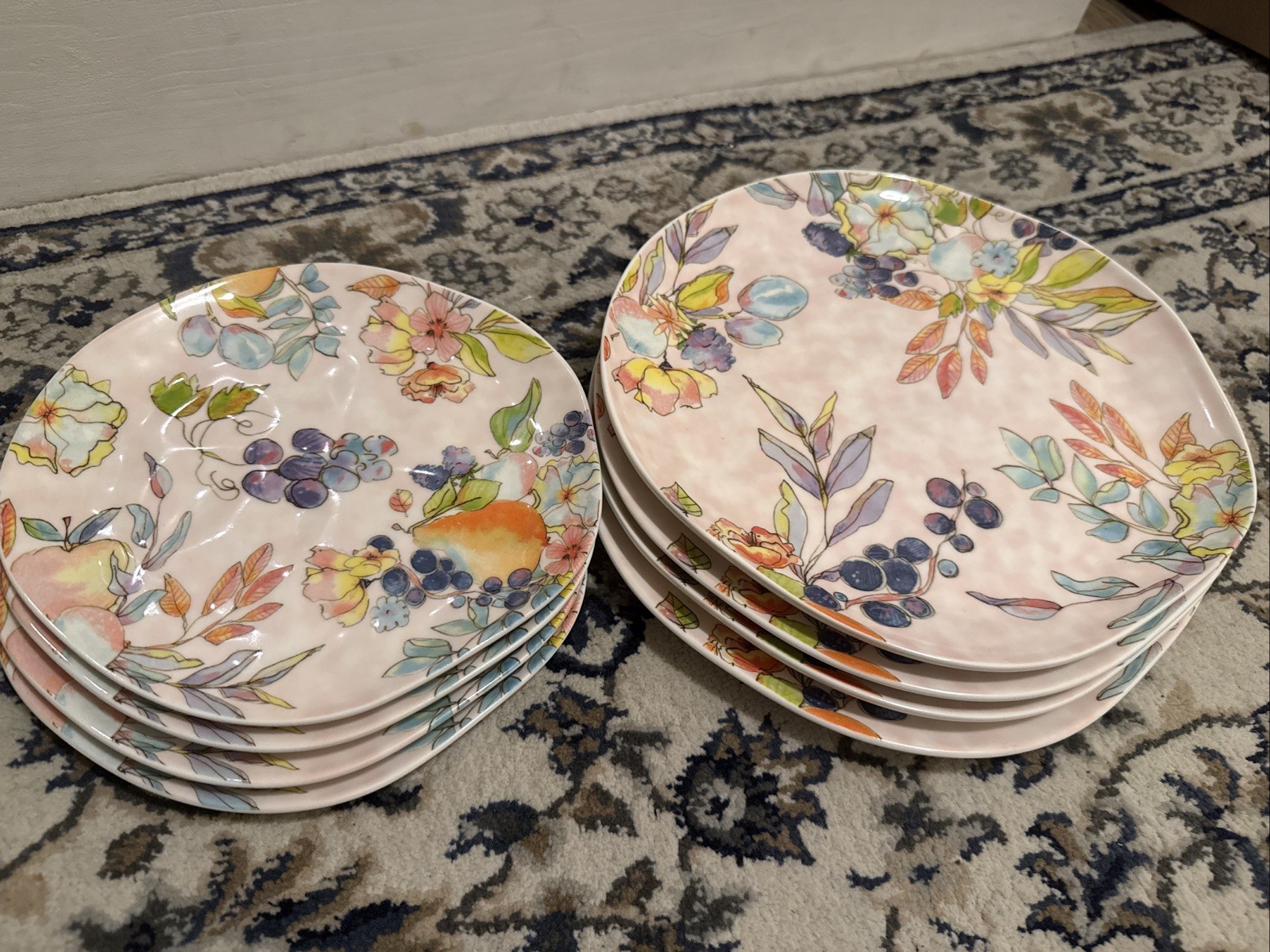 Set 8 Grace Teaware Colorful Garden Floral Fruits Dinner Salad Plates Pink ~New~ gallery