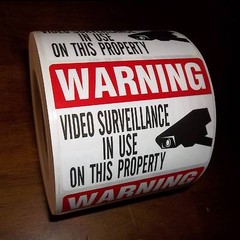 SECURITY VIDEO CAMERAS IN USE CAMERA WARNING STICKER LOT