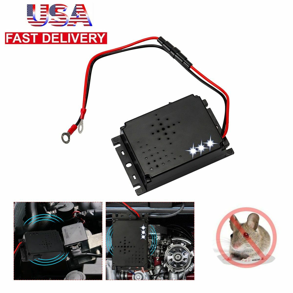 Wire 12V Ultrasonic Mouse Repeller Car Vehicle Rat Rodent Pest Animal Deterrent gallery
