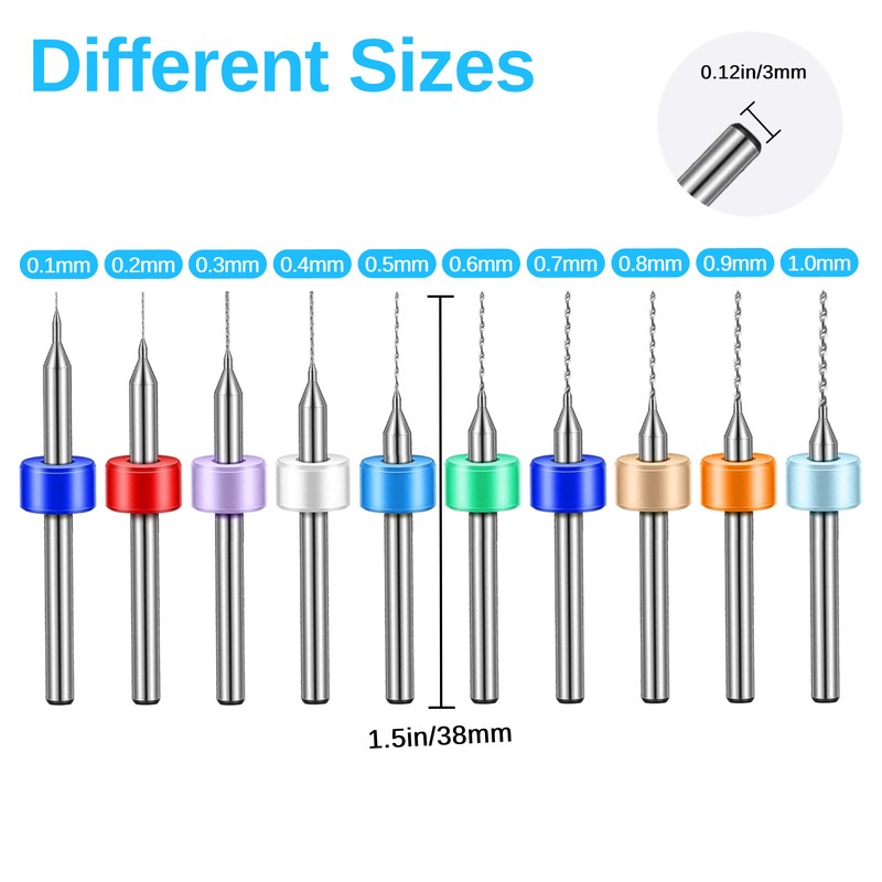 50Pcs Mini Carbide Micro Drill Bit Set 0.1-10mm For PCB CNC Print Circuit Board gallery