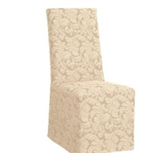 SureFit Long Dining Chair Slipcover Scroll Champagne Relaxed Fit 1 Piece New gallery
