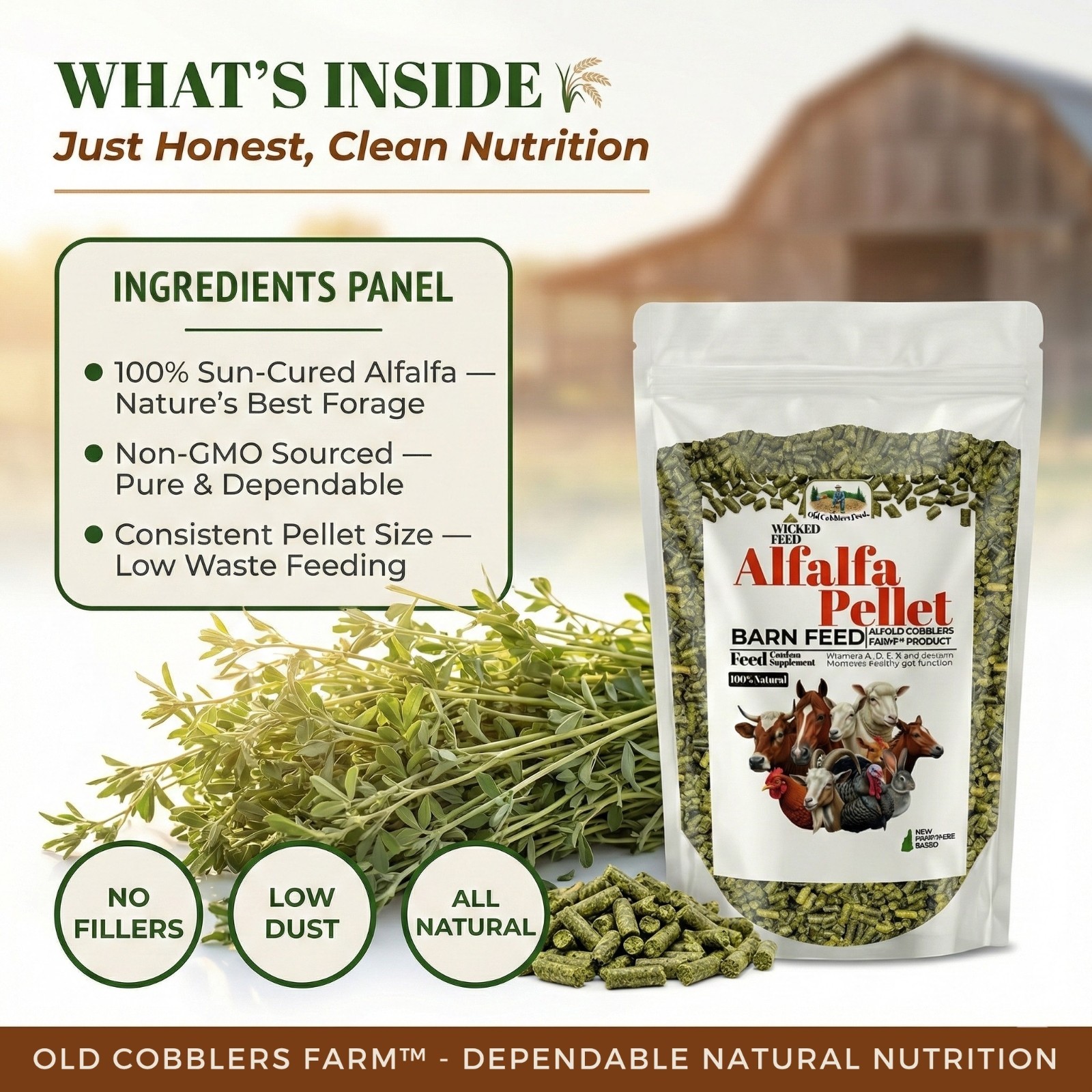🌿 Old Cobblers Farm Alfalfa Pellets | High-Fiber Animal Feed for Livestock gallery