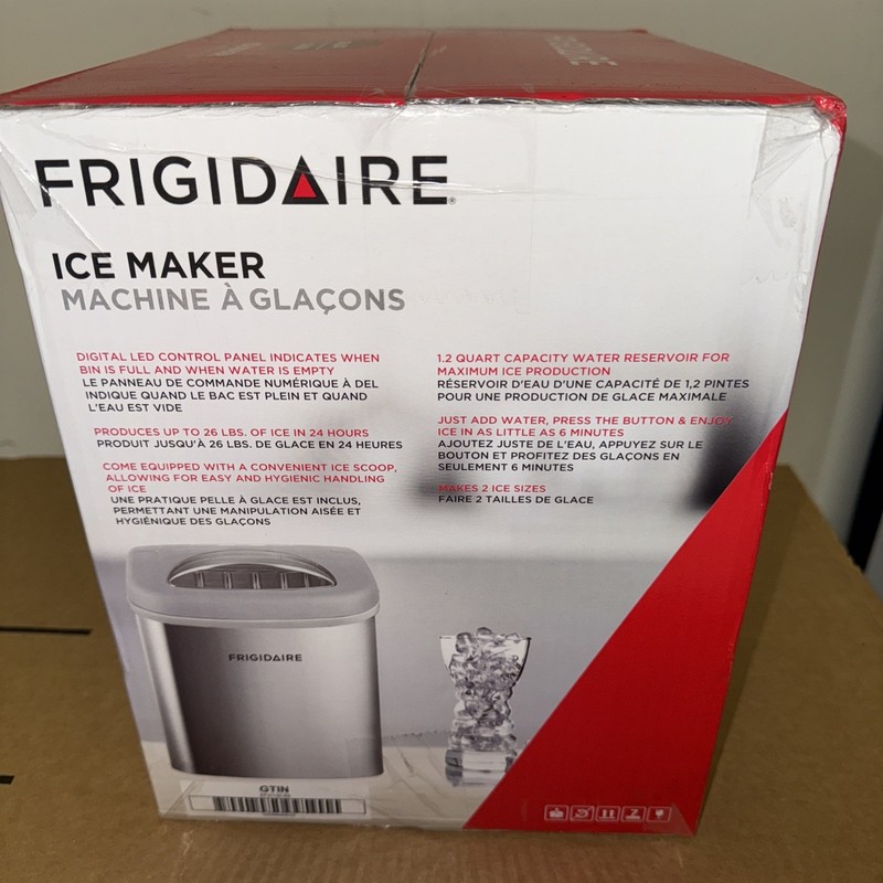 Frigidaire, 26 lbs. Ice Maker, Bullet-Shaped Ice, Stainless Steel, EFIC130‼️✅🔥 gallery