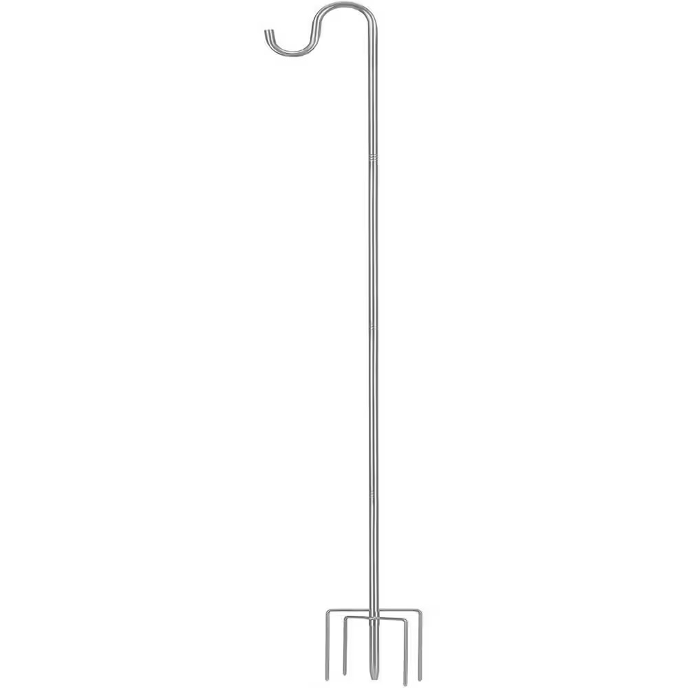 78 In. Stainless Steel Shepherds Hook for Outdoor with 5 Prongs Base for Hanging gallery