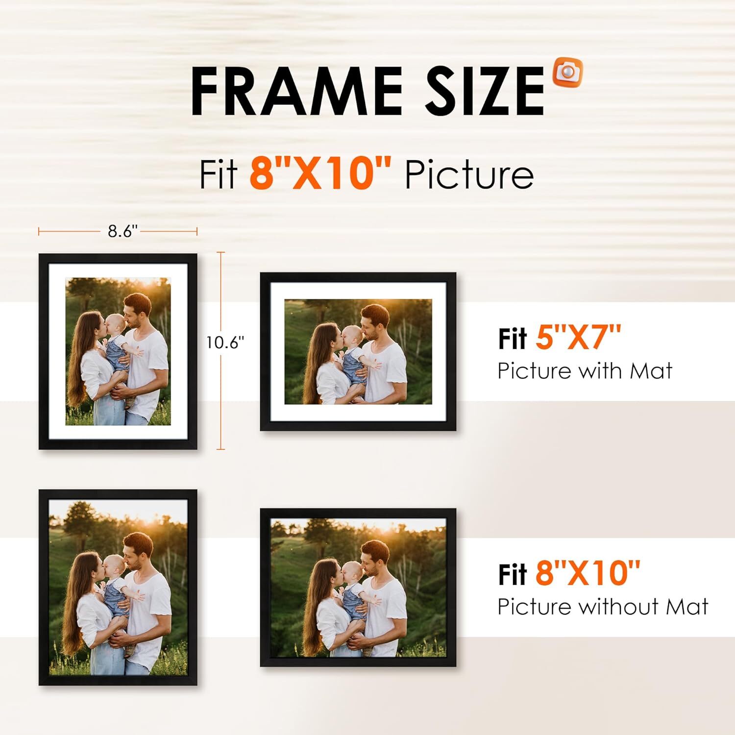 8x10 Picture Frame 1 Pack , Photo Frame with HD Plexiglass , Display Pictures gallery