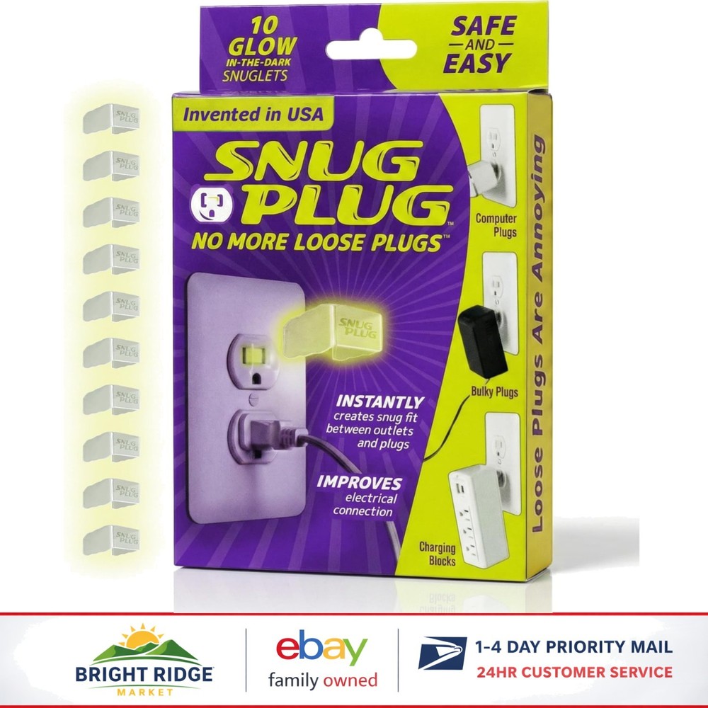 Loose Outlet Plug Fix for Secure Connection - 10-Pack Glow in the Dark Inserts