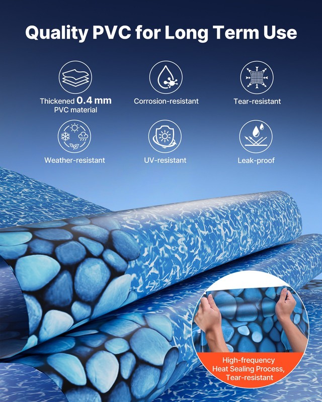 VEVOR 18ft Round Pool Liner Overlap 52in Wall Premium Vinyl Boulder Swirl gallery