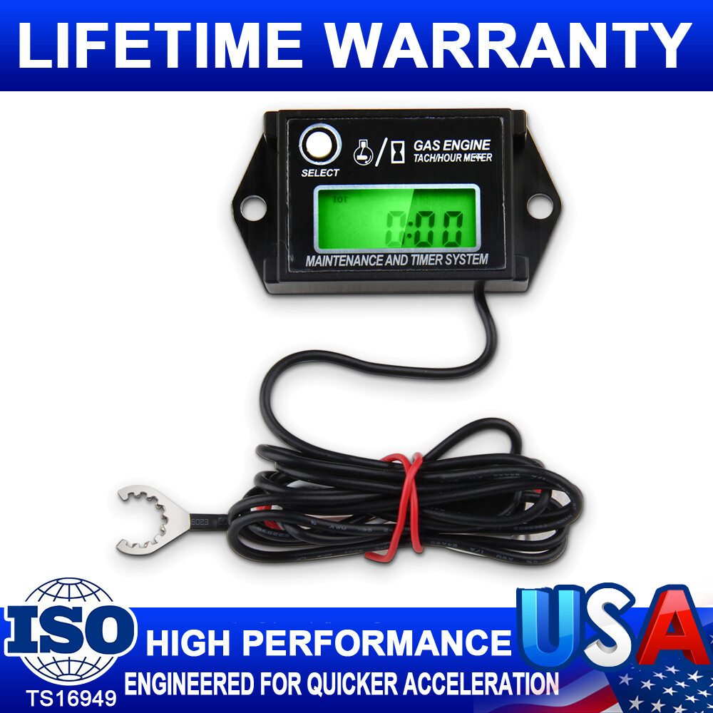 Waterproof Tachometer Tiny Tach/Hour Meter for 2 Stroke & 4 Stroke Small Engine gallery
