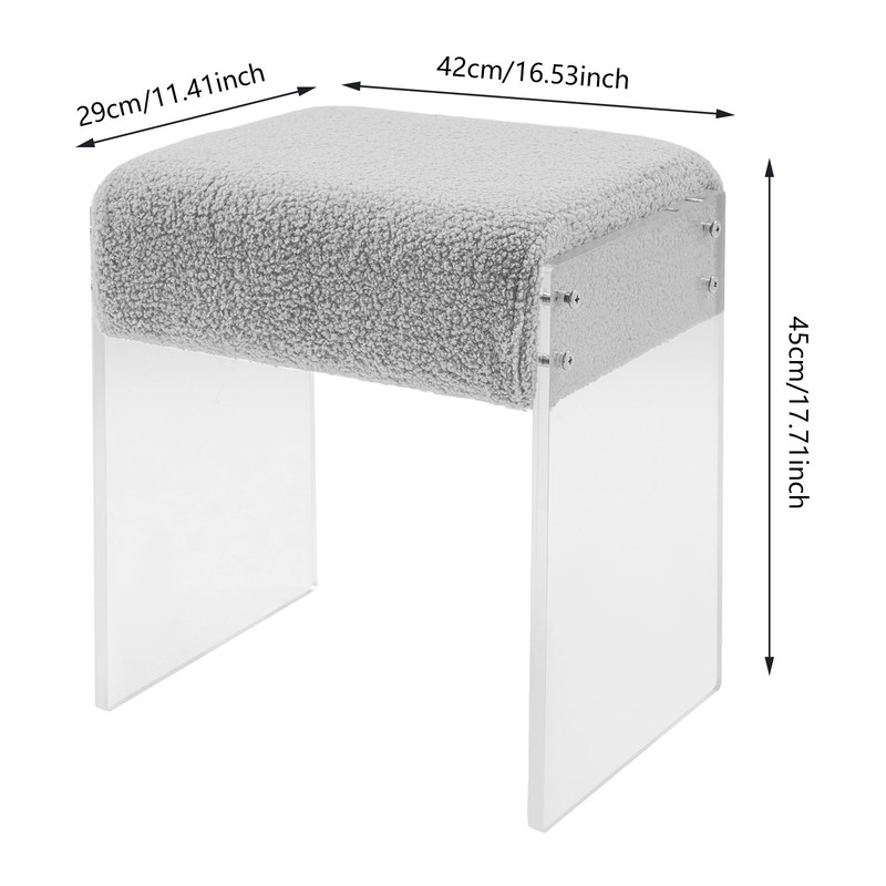 Makeup Stool Modern Minimalist Acrylic Chair Multi-functional Vanity w/ Cushion gallery
