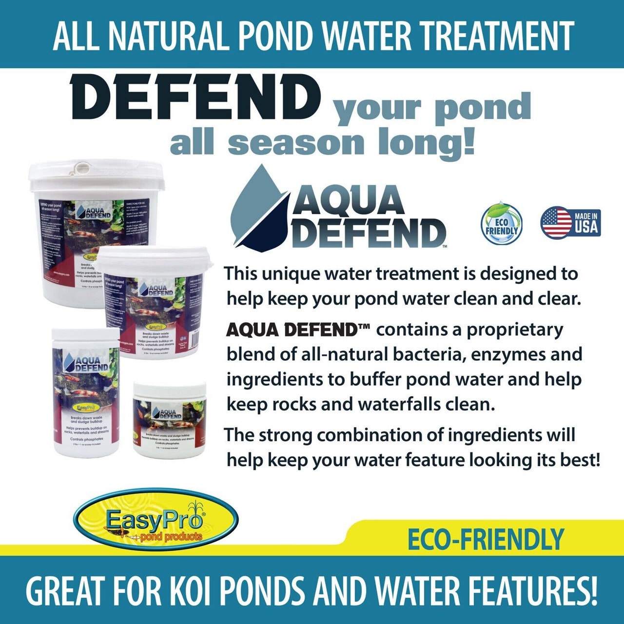 EasyPro Aqua Defend All-Natural Pond Water Treatment 10lb.Pail ADQ10 gallery