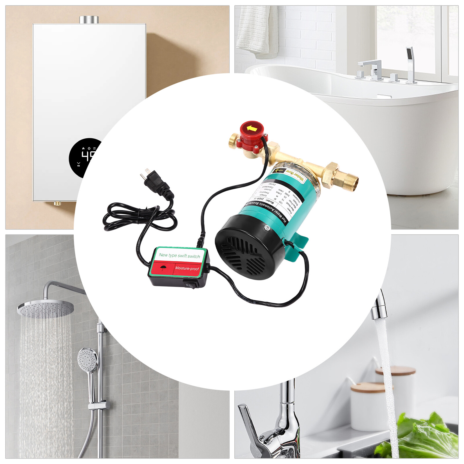 120W 115V Automatic Water Pressure Booster Pump for Home Showers gallery