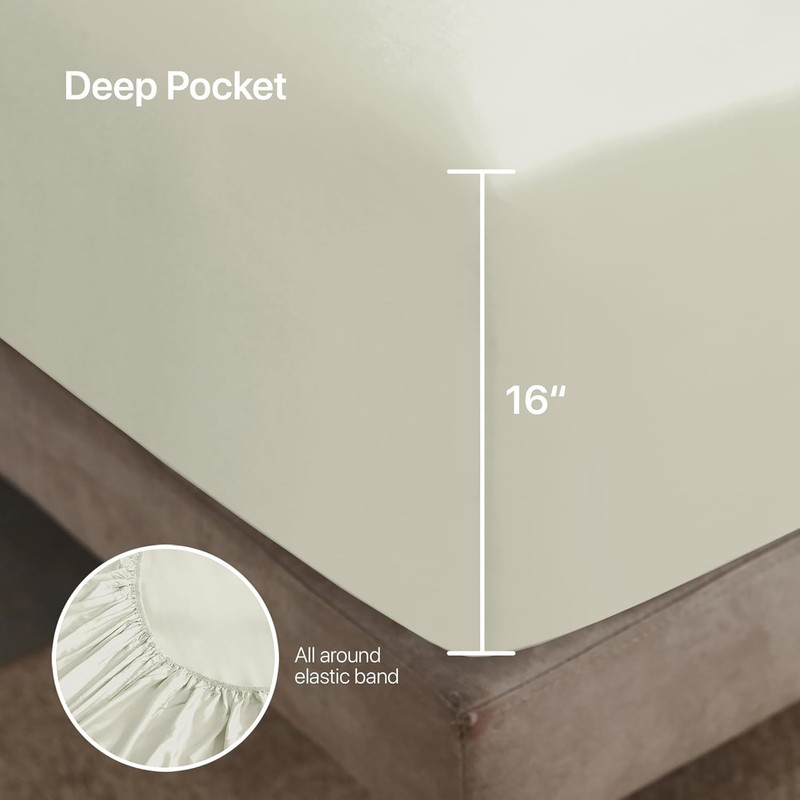 Cooling Top Split King Sheets Set, 100% Rayon from Bamboo, Luxury Bedding gallery