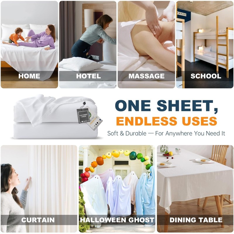 Twin Flat Sheets Only Soft Brushed Microfiber Bedding Sheet Hotel White 1 PCS gallery