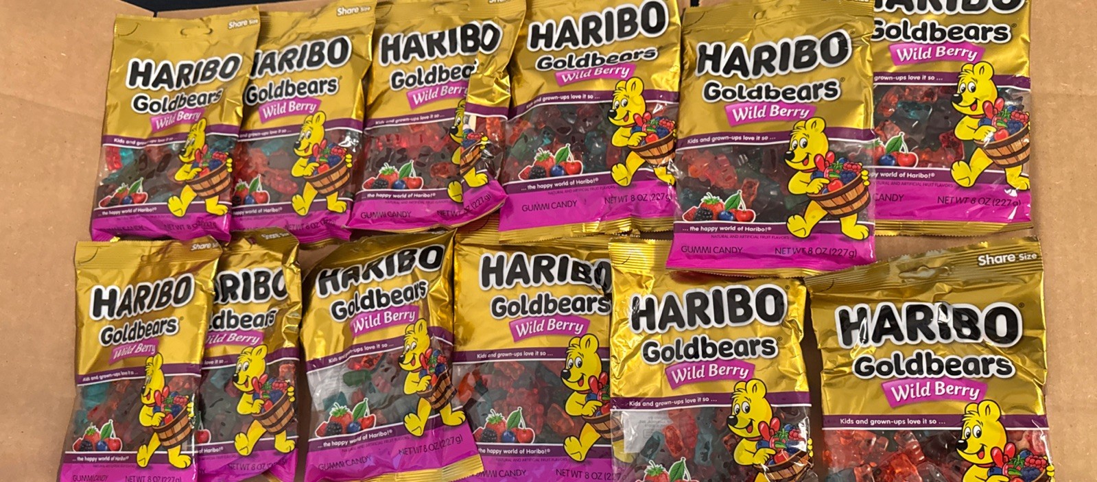 (12) Haribo Goldbears Gummies Wild Berry 8oz Bags, Bulk, Lot, BB: 12/2026 gallery