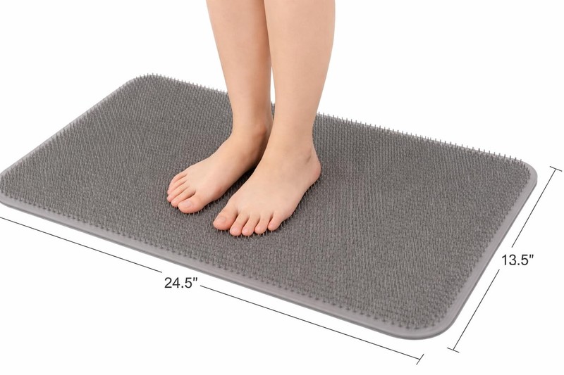 Dependable Industries Grass Textured Foot Scrubber Bath Mat – Anti-Slip Showe... gallery