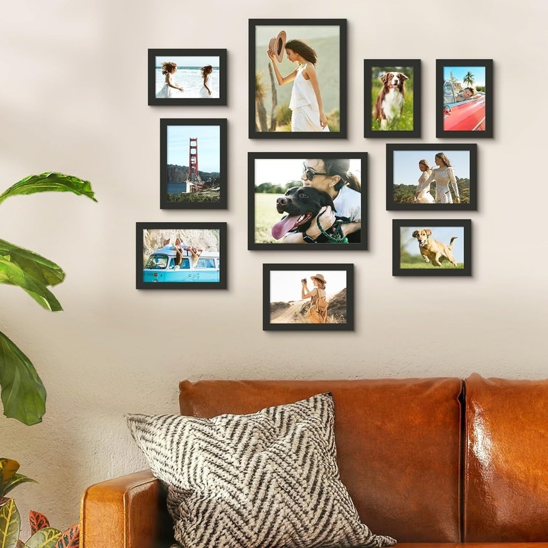 upsimples 10 Pack Picture Frames Collage Wall Decor 8x10, 5x7, 4x6 Black gallery
