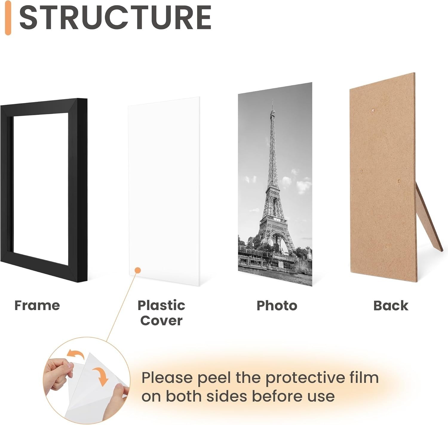 upsimples 10 Pack Picture Frames Collage Wall Decor 8x10, 5x7, 4x6 Black gallery