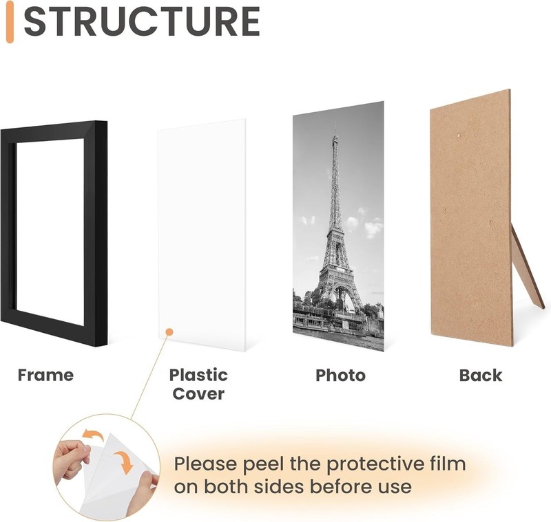 upsimples 10 Pack Picture Frames Collage Wall Decor 8x10, 5x7, 4x6 Black gallery
