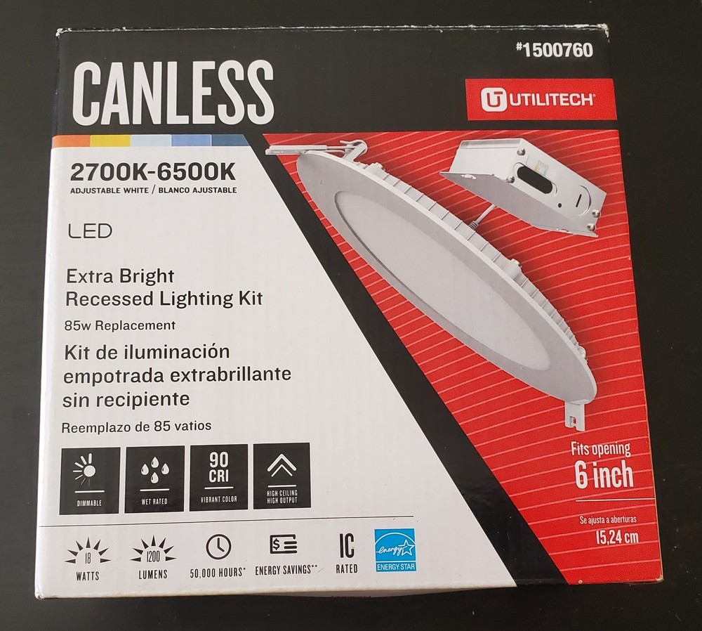 Utilitech Canless LED Recessed Lighting Kit 6 in Adjustable White New in Box
