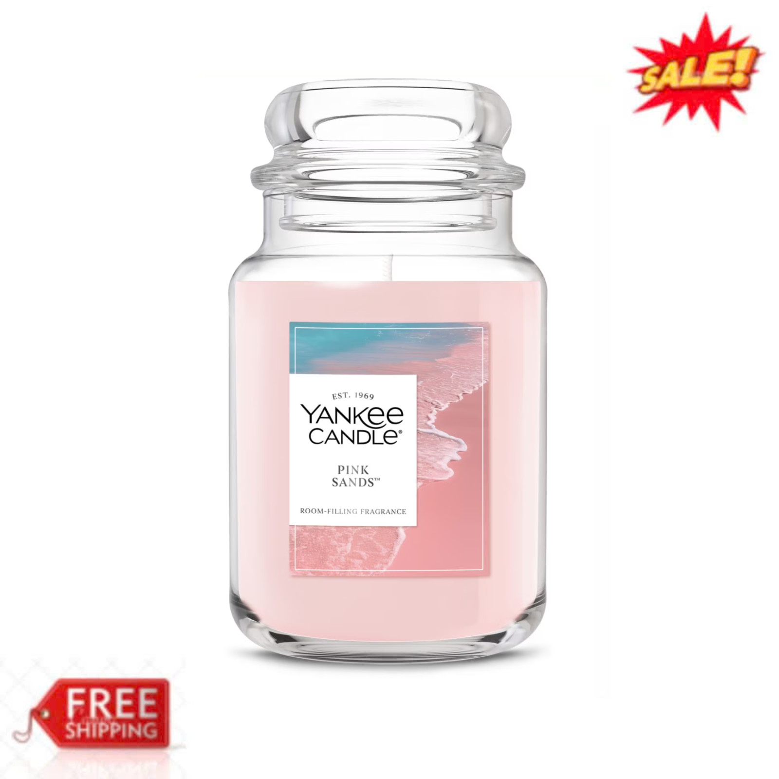 Yankee Candle Pink Sands Original Large Jar Scented Candle 22 oz Long Lasting gallery