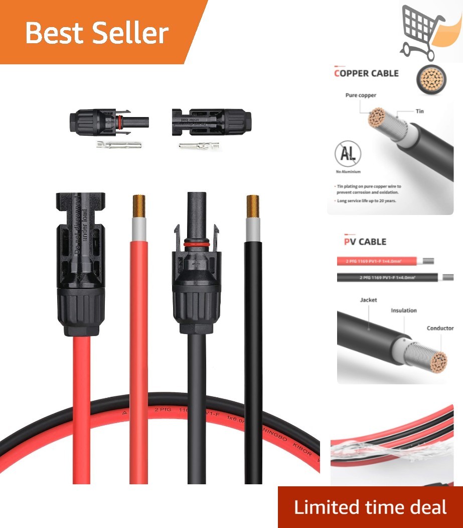 12AWG Solar Extension Cable 10FT Female Male Connectors Weatherproof Kit gallery
