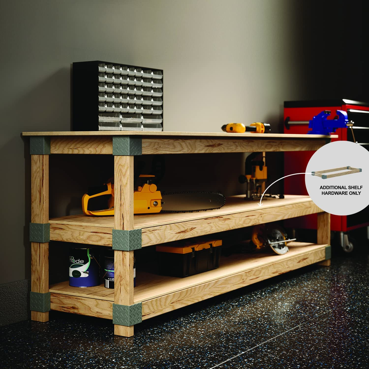 HyLoft Heavyweight 2x4 DIY Single Shelf Kit - Gray gallery