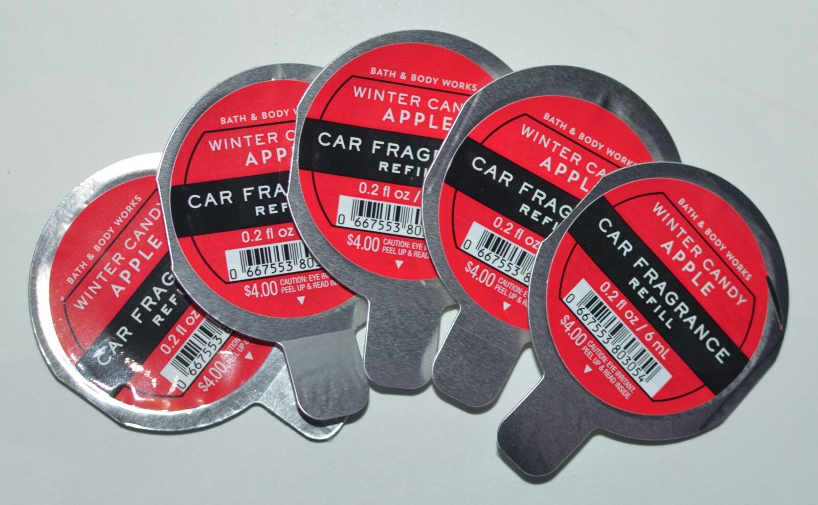 5 BATH & BODY WORKS WINTER CANDY APPLE SCENTPORTABLE FRAGRANCE REFILL DISC CAR gallery