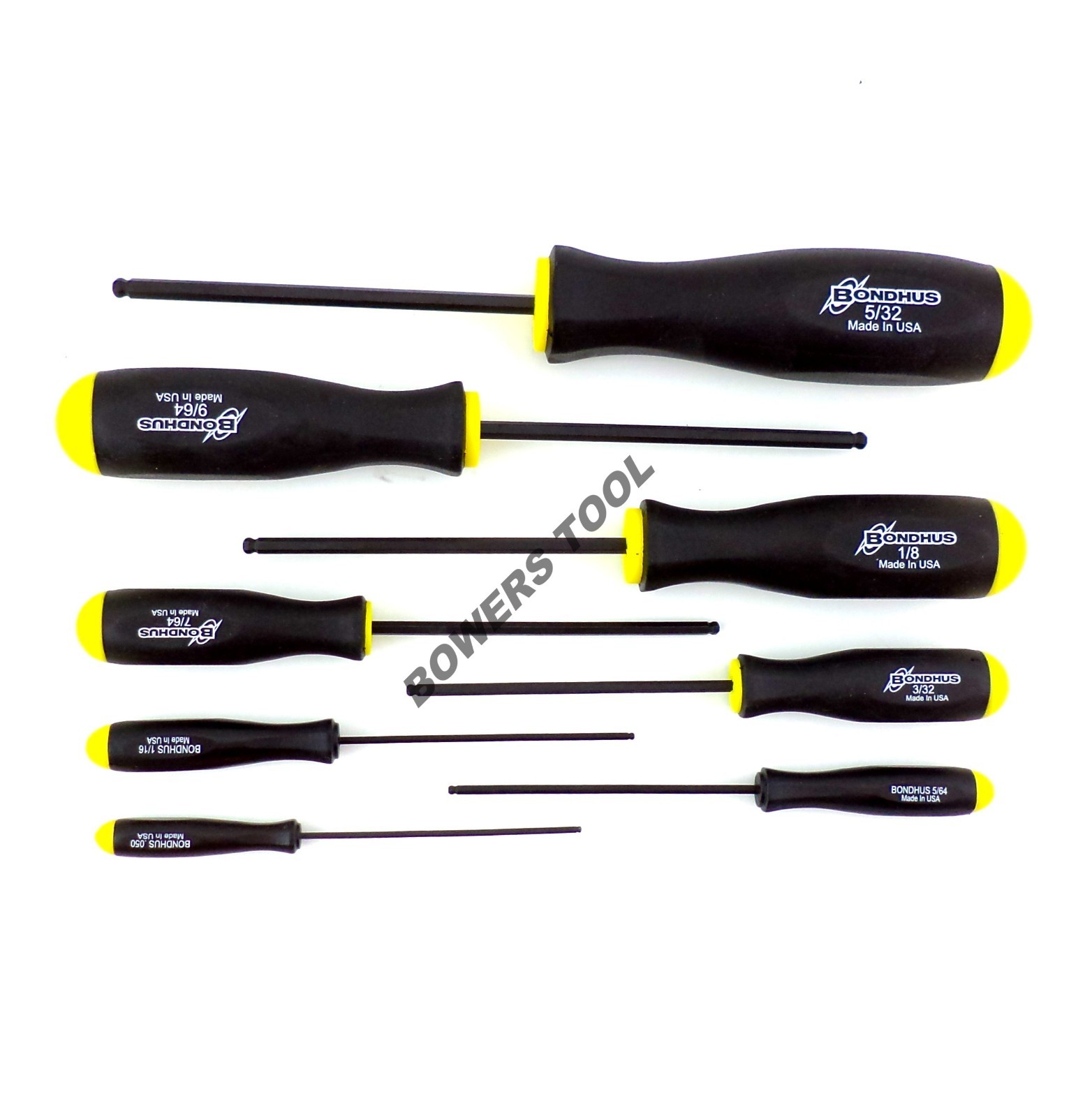 Bondhus 8pc Ball End Hex Screwdriver Set 10632 SAE Standard Inch MADE IN USA gallery
