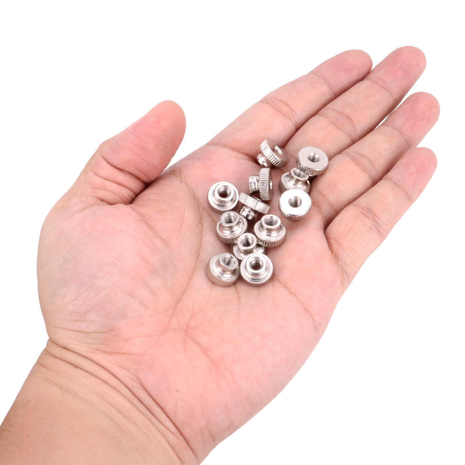 Knurled Thumb Nut 25Pcs M4X0.7 Iron Round Knobs nickel plating Silver Tone gallery