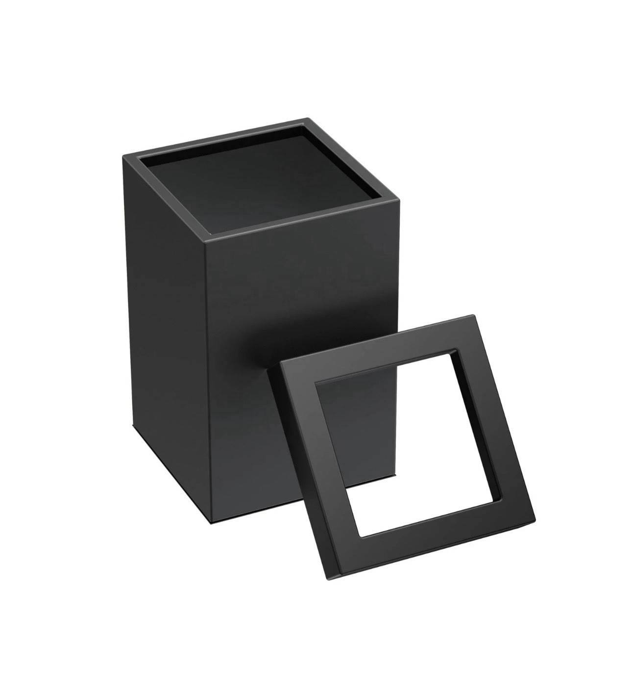Gatco 1915, Modern Square Stainless Steel Waste Basket, Matte Black, 3.2 gall... gallery