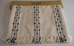 Robert Stanley Table Runner 14” x 72” Beige Black Farmhouse 100% Cotton NWT