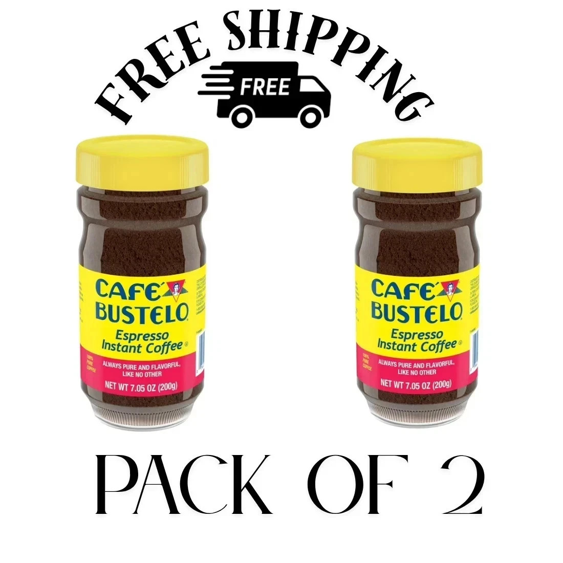 (PACK OF 2) Cafe Bustelo, Espresso Style, Dark Roast Instant Coffee, 7.05 oz Jar gallery