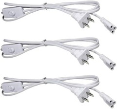 3PCS 5FT POWER CABLE With Switch For PC T8 T5 Integrated LED Tube Light 3 PIN