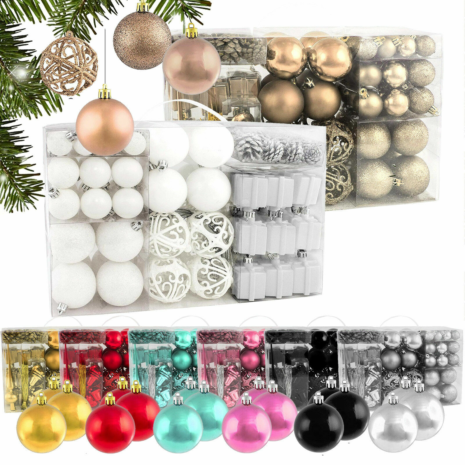 BRUBAKER 101 Pieces Shatterproof Christmas Tree Ornaments - Multiple Colors gallery