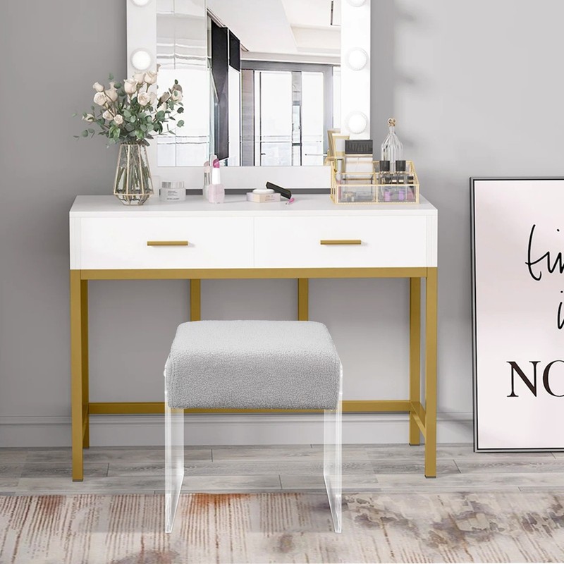 Makeup Stool Modern Minimalist Acrylic Chair Multi-functional Vanity w/ Cushion gallery
