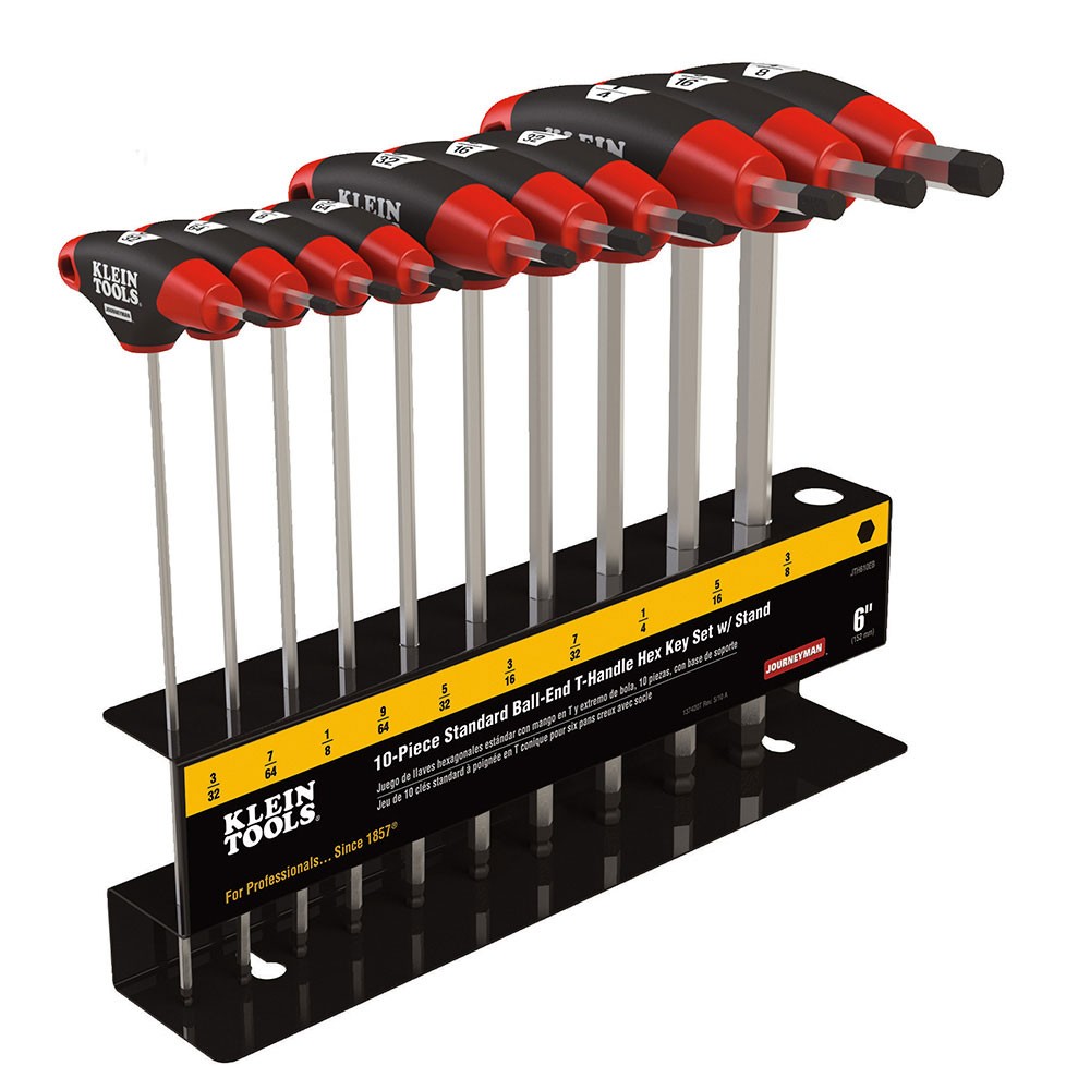 Klein Tools JTH610EB SAE Ball-End T-Handle Hex Key Set 10pc w/ Stand gallery