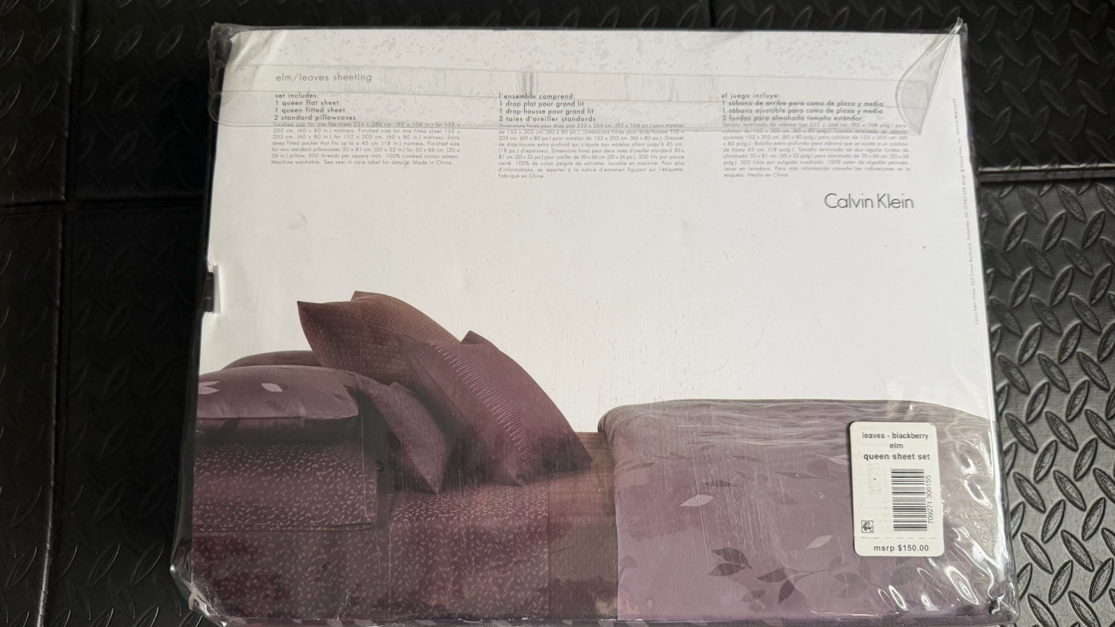Calvin Klein Queen Sheet Set 4pc Blackberry Elm Leaves 100% Cotton Sateen NEW gallery