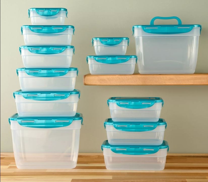 LocknLock Storage Set 12-Pc Nestable, Rectangle, 2 Handle Lids K313878 Spearmint gallery