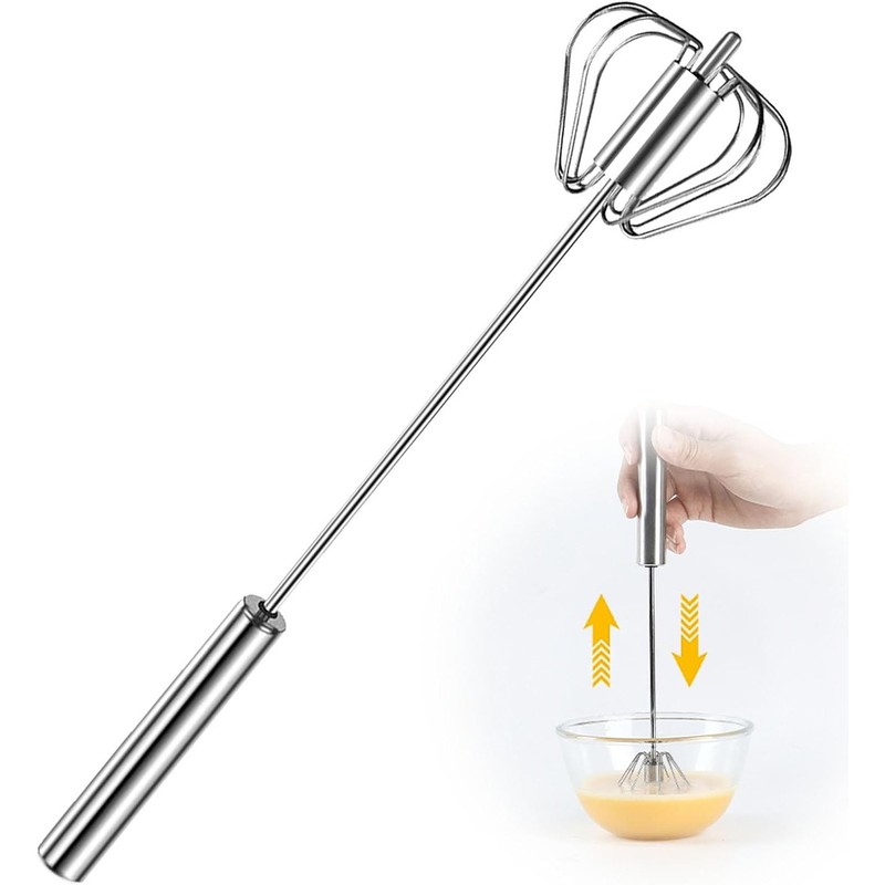 Semi-Automatic Egg Whisk Hand Push Egg Beater Stainless Steel Blender Mixer Tool gallery