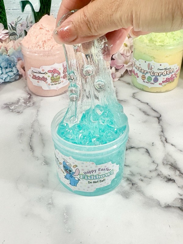 Happy Easter Fishbowl Slime, Easter Theme, No Scent, low Stretchy, ASMR gallery
