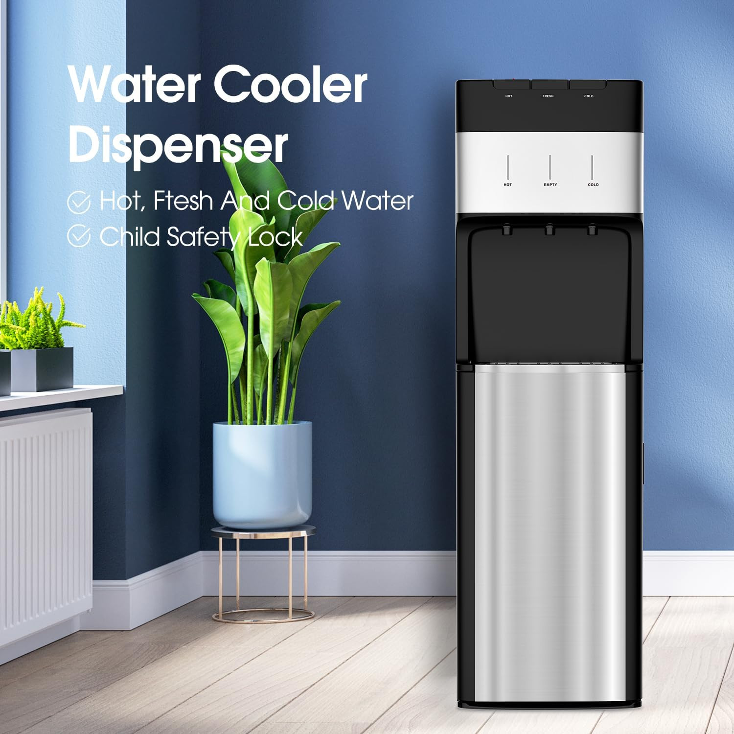 Bottom Loading Stainless Steel Water Dispenser with Hot, Cold & Room Temp gallery