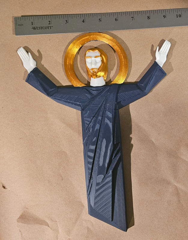 Notre Dame Fan Gift - Touchdown Jesus 3D Print - Blue Gold White Fighting Irish gallery