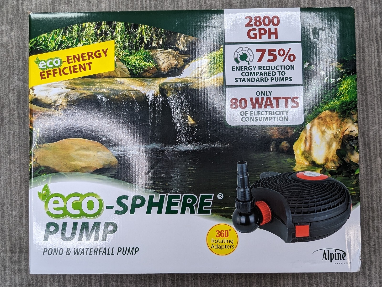 Alpine 2,800 GPH Eco-Sphere Pond Pump & Waterfall Pump 33 FT Cord PUR2800 gallery