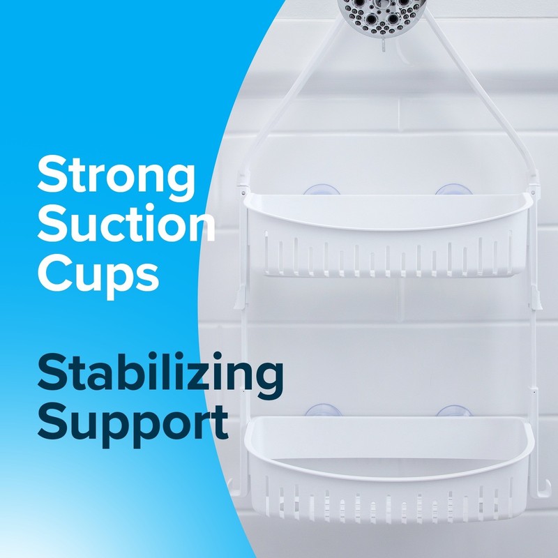 SlipX Solutions Height Adjustable Plastic Shower Caddy, Hangs Almost Anywhere gallery