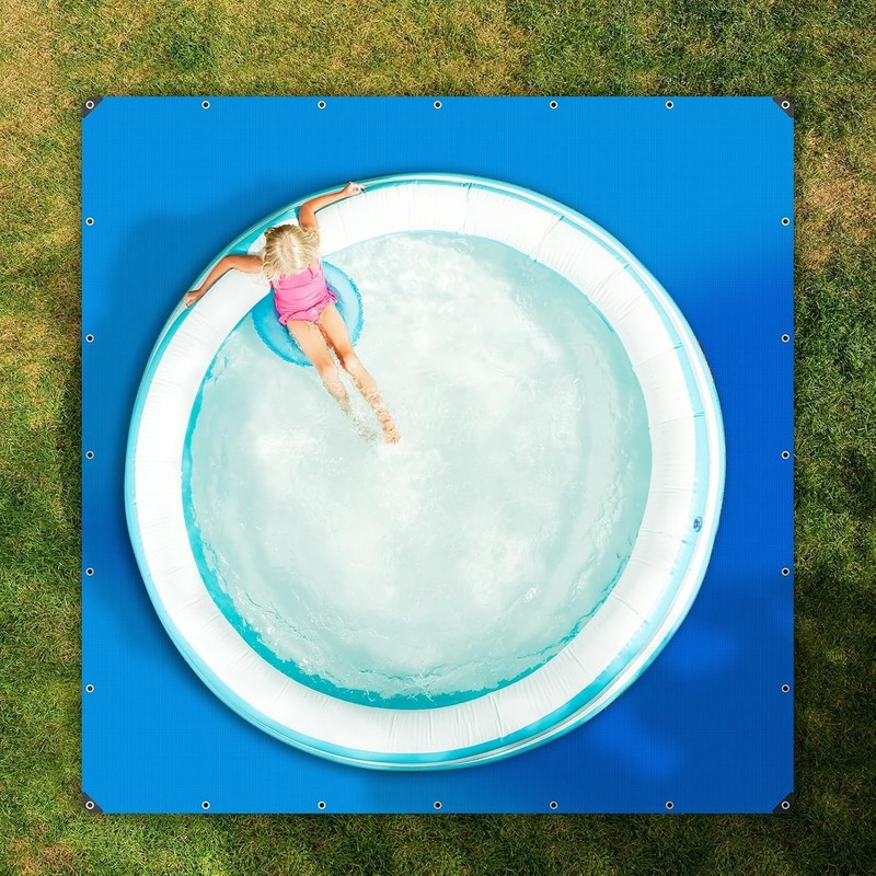 Versatile 10x10 Ft PE Pool Ground Tarp - Protects Against Rocks and Roots gallery