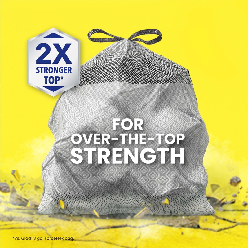 Glad ForceFlex MaxStrength Kitchen Drawstring Trash Bags, 20 Gal, 80 Ct, gallery