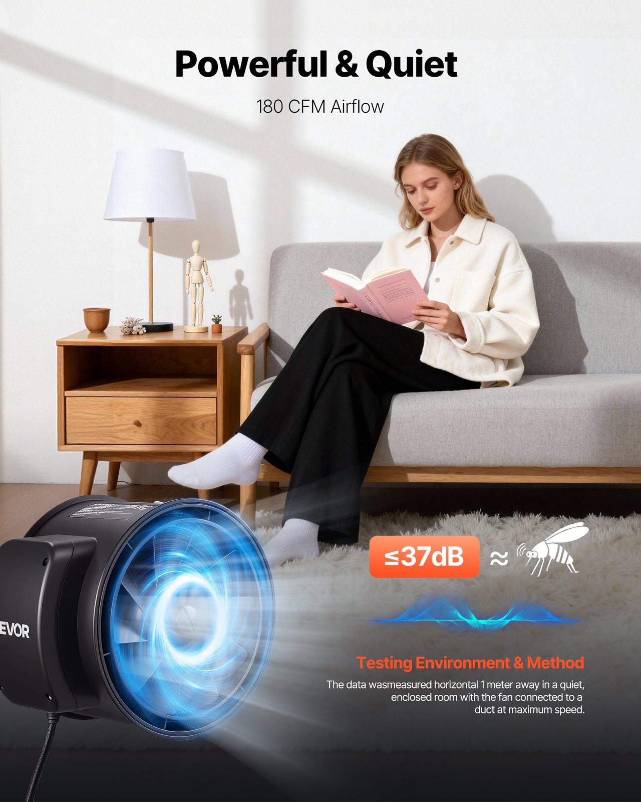 4in 180CFM AC-Motor Inline Duct Fan 37dB Ultra Quiet Operation gallery