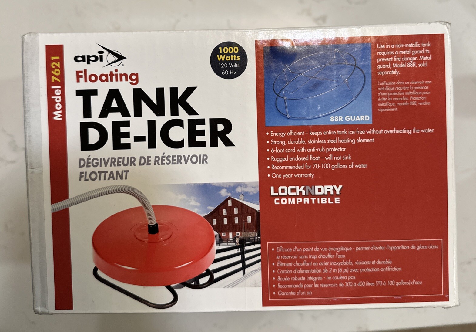 Allied Precision 7621 1000-Watt Floating De-Icer, Red (70-100 Gallons) gallery