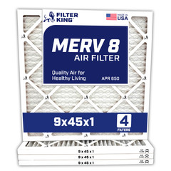 Filter King 9x45x1 Air Filter 4-PACK MERV 8 Actual Size 9 x 45 x .75″